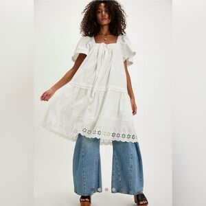 Free People Baldwin Midi Dress, color: Clean Ivory, size Medium